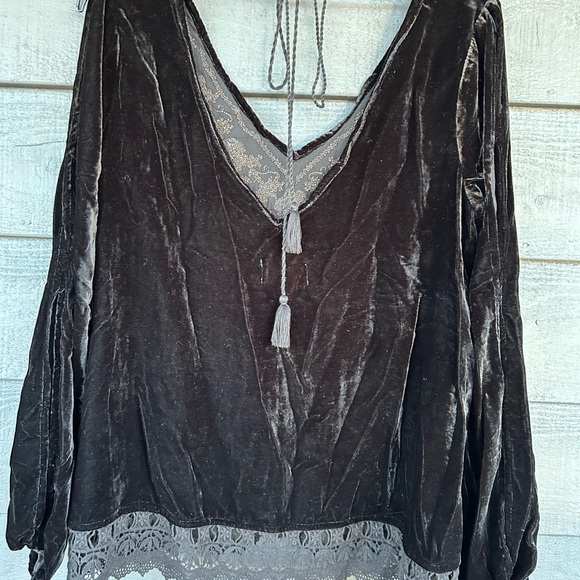 Denim and Supply Ralph Lauren Black Velvet top size L - Picture 6 of 6